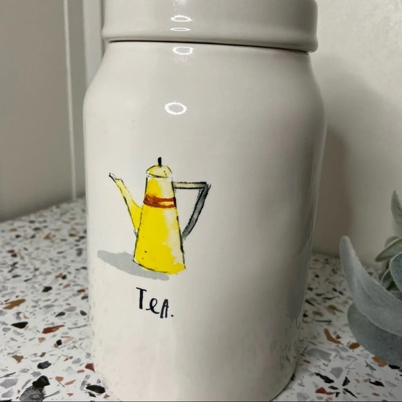 RAE DUNN TEA Ceramic Canister Storage With Lid Artisan Collection NEW 2018 RARE - Picture 4 of 12